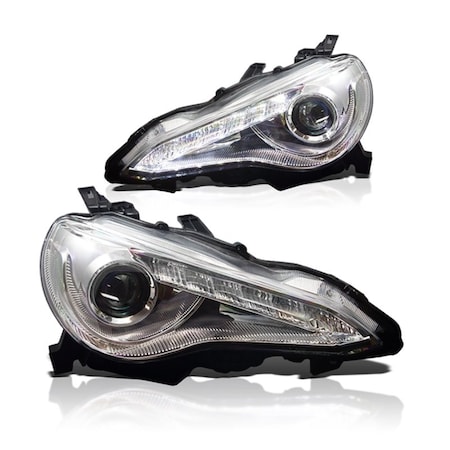Winjet Drl Projector Head Lights - Chrome / Clear CHWJ-0327-C